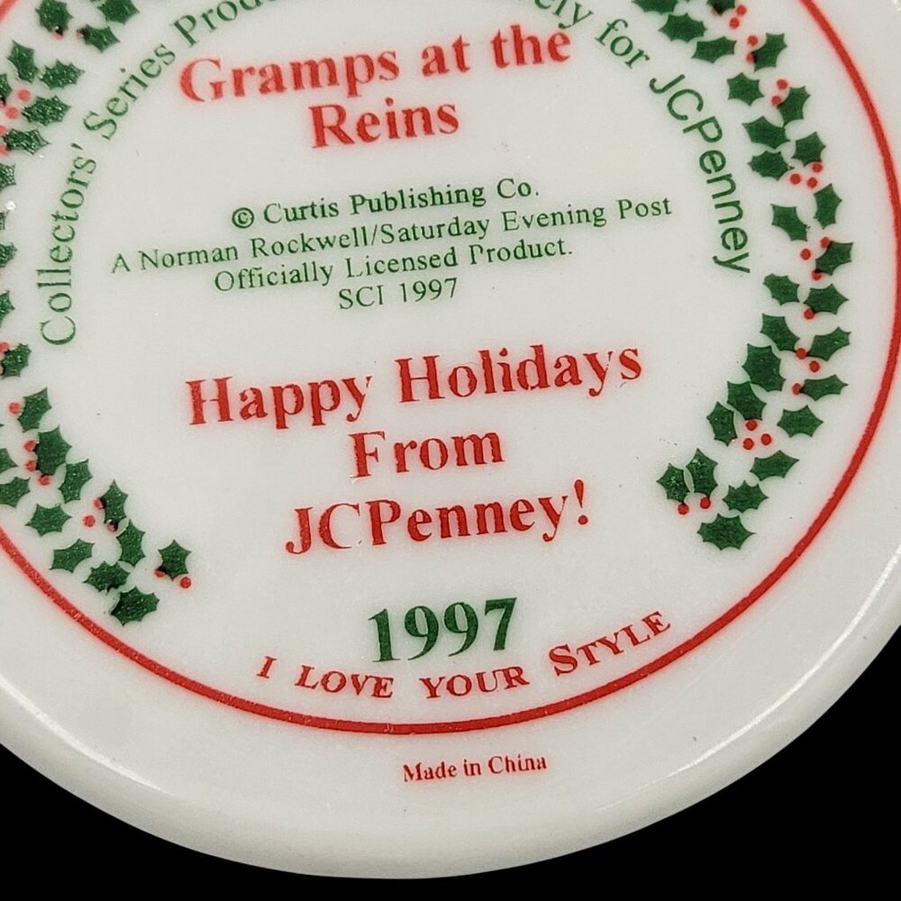 Norman Rockwell "Gramps At The Reins" 1997 Collectible Holiday Ornament JCPenney - Picture 3 of 4
